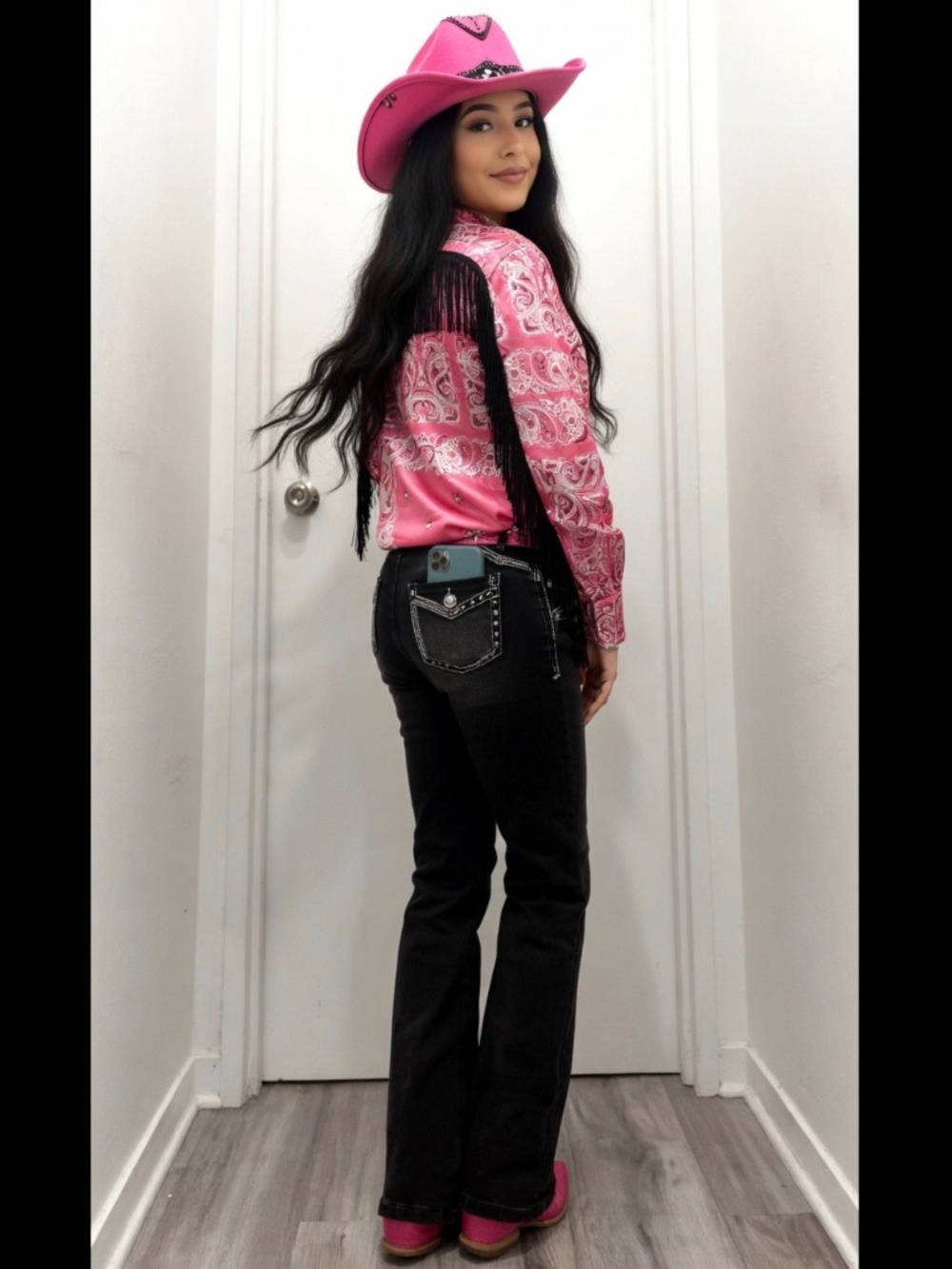 Black Western Cowgirl Boot Cut Jeans